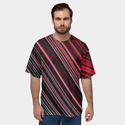 Футболка оверсайз мужская Абстрактные неоновые линии и полосы, цвет: 3D-принт — фото 2