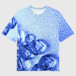 Футболка оверсайз мужская Кубики льда и капли воды, цвет: 3D-принт