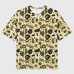 Мужская футболка оверсайз Череп и корона граффити