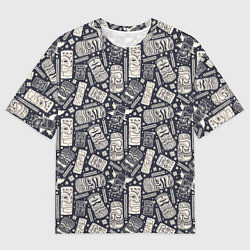 Мужская футболка оверсайз Маски деревянные