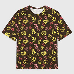 Футболка оверсайз мужская Отпечатки рук разноцветные, цвет: 3D-принт