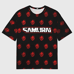Мужская футболка оверсайз Самурай - Киберпанк - Они