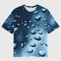 Мужская футболка оверсайз Капли воды на матовом стекле - текстура