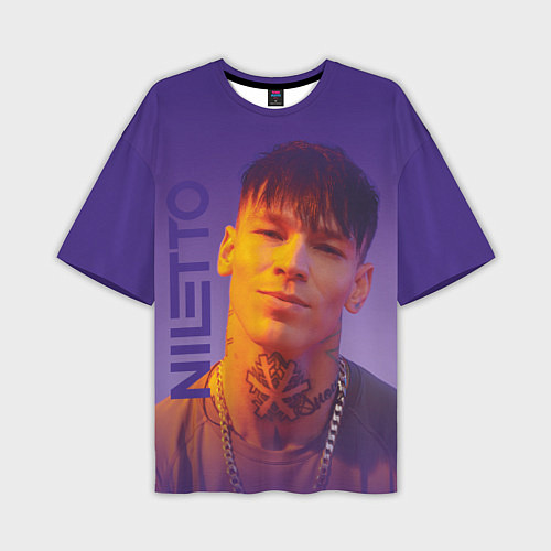 Мужская футболка оверсайз Niletto на фиолетовом фоне / 3D-принт – фото 1