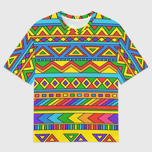 Мужская футболка оверсайз Красивый цветной орнамент / 3D-принт – фото 1