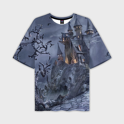 Мужская футболка оверсайз Старый заброшенный замок - Halloween / 3D-принт – фото 1