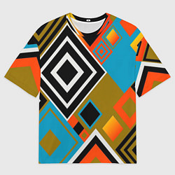 Мужская футболка оверсайз Фон из разноцветных квадратов