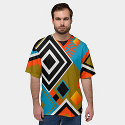 Футболка оверсайз мужская Фон из разноцветных квадратов, цвет: 3D-принт — фото 2