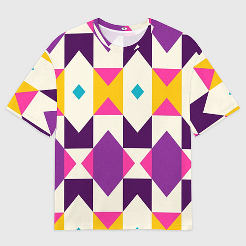 Мужская футболка оверсайз Геометрический цветной орнамент / 3D-принт – фото 1