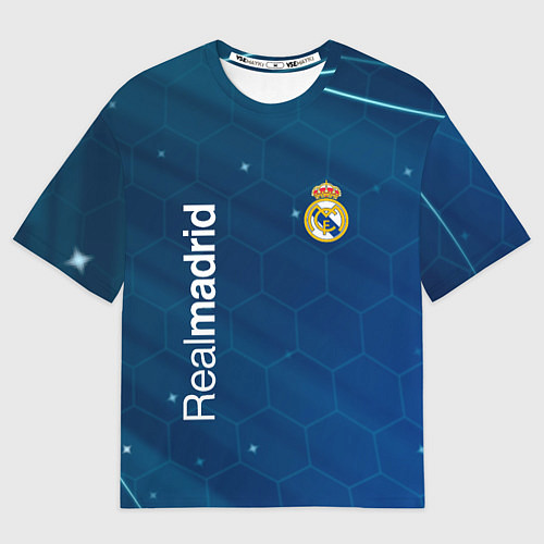 Мужская футболка оверсайз Real madrid голубая абстракция / 3D-принт – фото 1