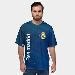 Футболка оверсайз мужская Real madrid голубая абстракция, цвет: 3D-принт — фото 2