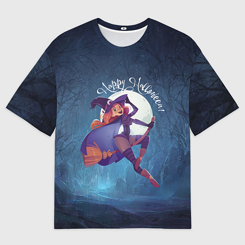 Мужская футболка оверсайз Happy halloween - beautiful witch / 3D-принт – фото 1