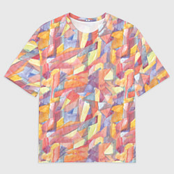 Мужская футболка оверсайз Оранжевая мозаика акварель