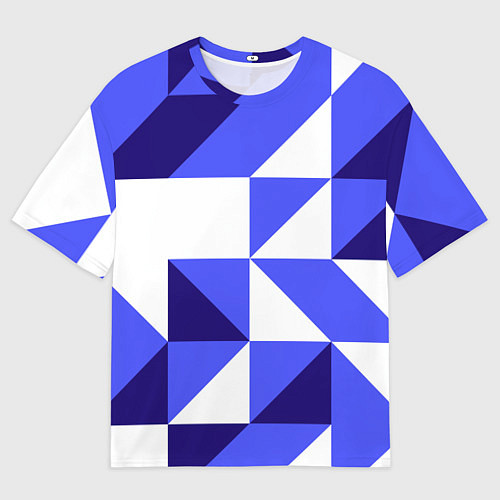 Мужская футболка оверсайз Абстрактный сине-белый паттерн / 3D-принт – фото 1