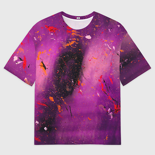 Мужская футболка оверсайз Розово-фиолетовый абстрактный фон и краски / 3D-принт – фото 1