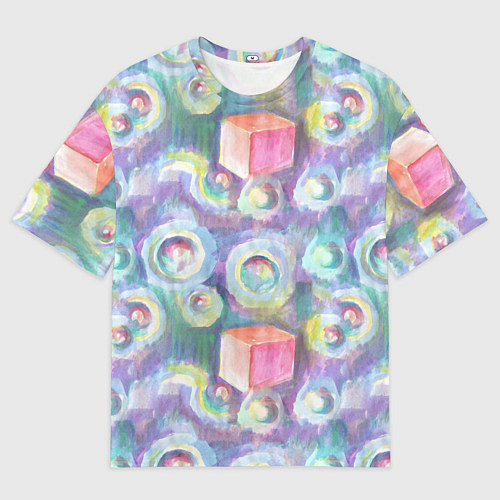 Мужская футболка оверсайз Будь кубиком среди пузырей / 3D-принт – фото 1