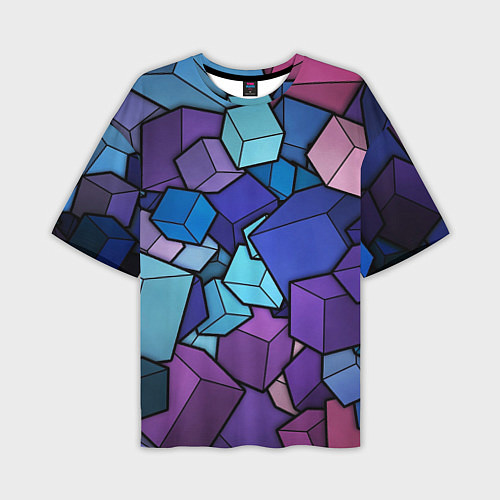 Мужская футболка оверсайз Цветные кубы / 3D-принт – фото 1
