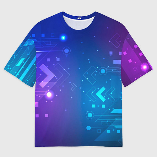 Мужская футболка оверсайз Абстракция геометрия неон / 3D-принт – фото 1