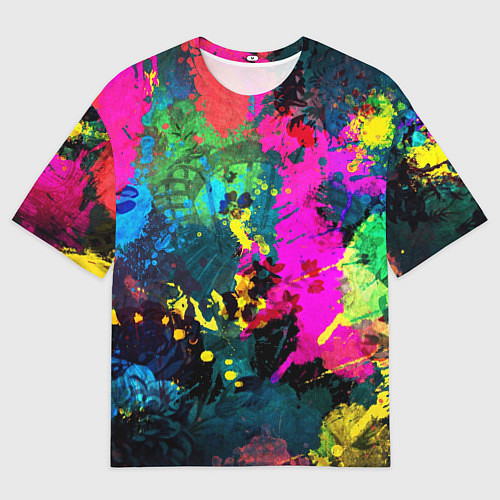 Мужская футболка оверсайз Разноцветные кляксы красов / 3D-принт – фото 1