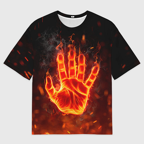 Мужская футболка оверсайз Рука в огне / 3D-принт – фото 1