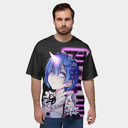 Футболка оверсайз мужская Рэм - Режим берсерка - Re Zero, цвет: 3D-принт — фото 2
