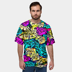 Футболка оверсайз мужская Психоделические манулы, цвет: 3D-принт — фото 2
