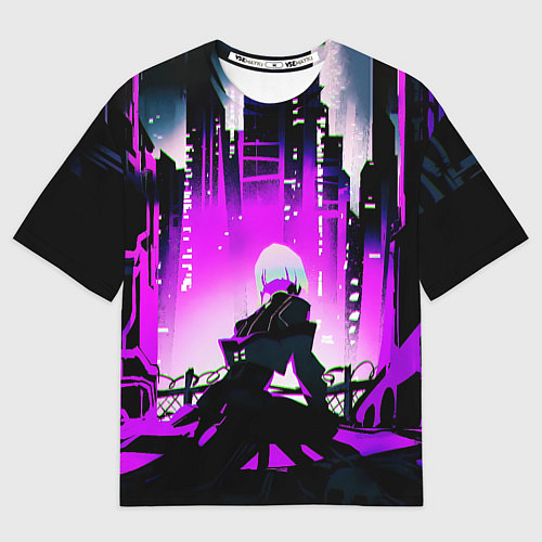 Мужская футболка оверсайз Люси из аниме Cyberpunk Edgerunners / 3D-принт – фото 1