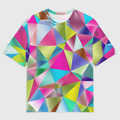 Мужская футболка оверсайз Радужные трехмерные треугольники / 3D-принт – фото 1