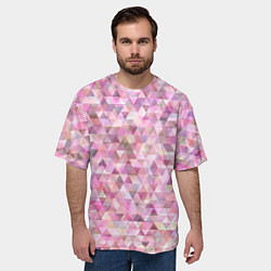 Футболка оверсайз мужская Абстрактное множество розовых и фиолетовых треугол, цвет: 3D-принт — фото 2