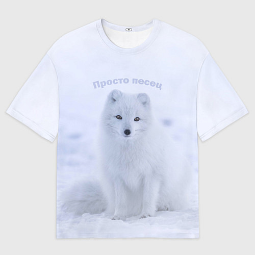 Мужская футболка оверсайз Просто песец на снегу / 3D-принт – фото 1