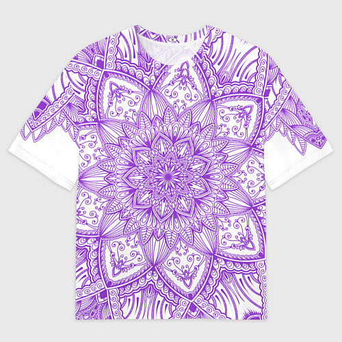 Мужская футболка оверсайз Фиолетовая мандала / 3D-принт – фото 1