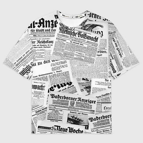 Мужская футболка оверсайз Газетный коллаж / 3D-принт – фото 1
