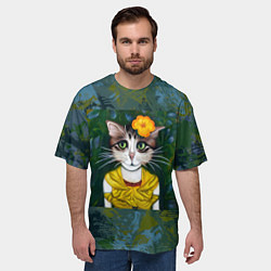 Футболка оверсайз мужская Грустная кошка Фриды Кало из нейросети, цвет: 3D-принт — фото 2