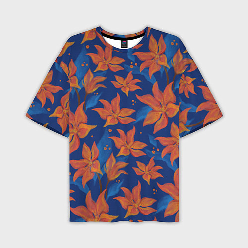 Мужская футболка оверсайз Осенние абстрактные цветы / 3D-принт – фото 1