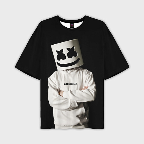 Мужская футболка оверсайз Marshmello на чёрном фоне / 3D-принт – фото 1