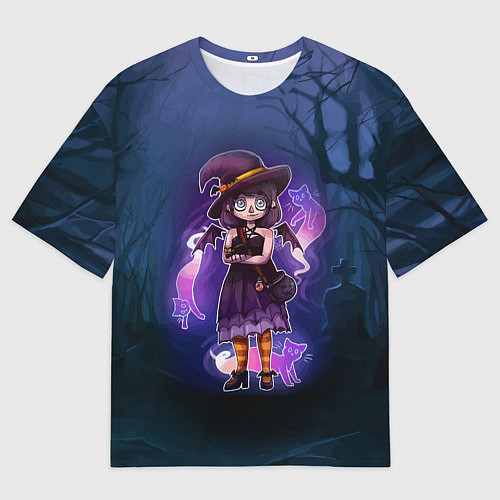 Мужская футболка оверсайз Ведьма-малолетка с котами - Halloween / 3D-принт – фото 1