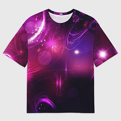 Футболка оверсайз мужская Фиолетовые неоновые блики, цвет: 3D-принт