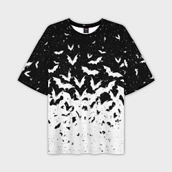 Футболка оверсайз мужская Black and white bat pattern, цвет: 3D-принт