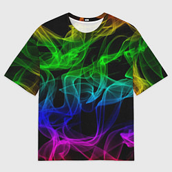 Мужская футболка оверсайз Разноцветный неоновый дым