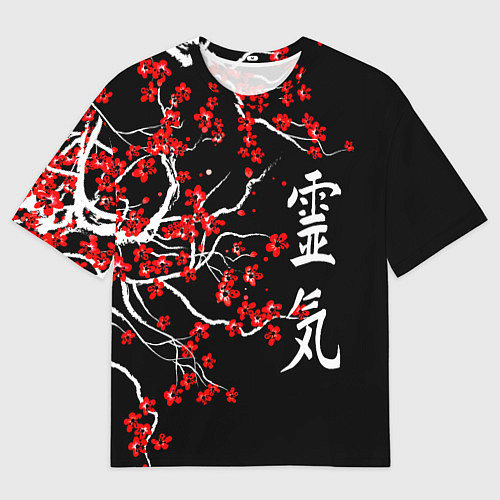 Мужская футболка оверсайз Сакура в цвету / 3D-принт – фото 1