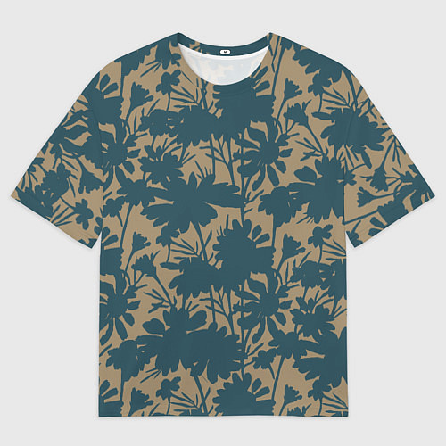 Мужская футболка оверсайз Цветочный камуфляж / 3D-принт – фото 1
