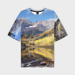 Мужская футболка оверсайз Красивая река между гор
