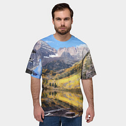 Футболка оверсайз мужская Красивая река между гор, цвет: 3D-принт — фото 2