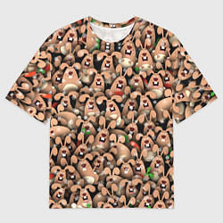 Футболка оверсайз мужская Новогодние зайцы, цвет: 3D-принт