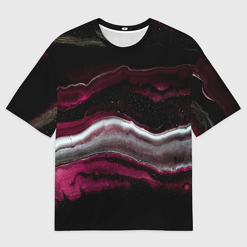 Мужская футболка оверсайз Розовые и белые волны песка в абстракции / 3D-принт – фото 1