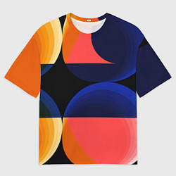 Футболка оверсайз мужская Абстрактные круги и полупрозрачные фигуры, цвет: 3D-принт