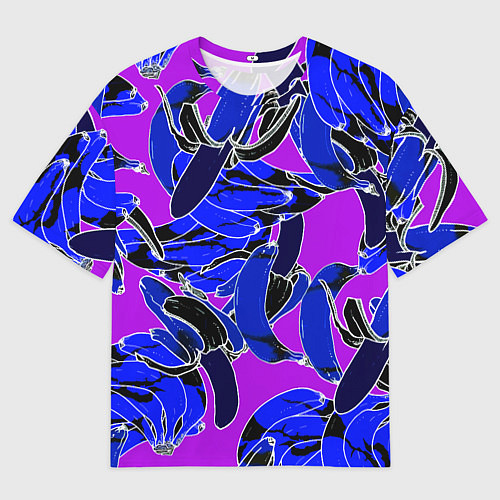 Мужская футболка оверсайз Редкие чёрные бананы на розовом фоне / 3D-принт – фото 1