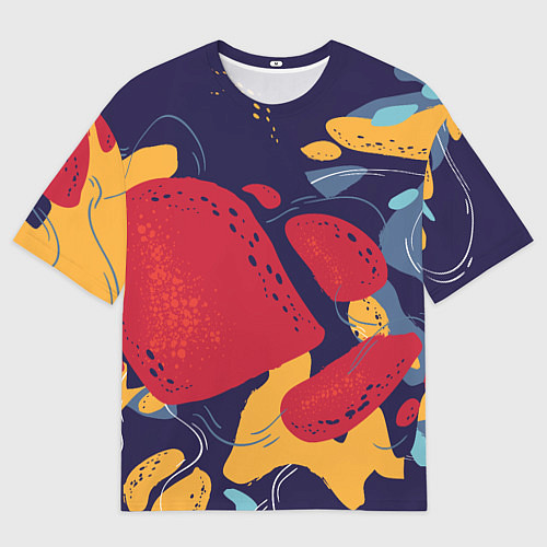 Мужская футболка оверсайз Красное абстрактное пятно / 3D-принт – фото 1