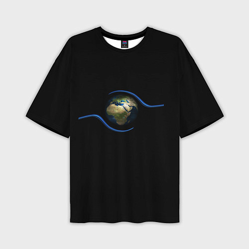 Мужская футболка оверсайз Планета Земля в руках человека / 3D-принт – фото 1