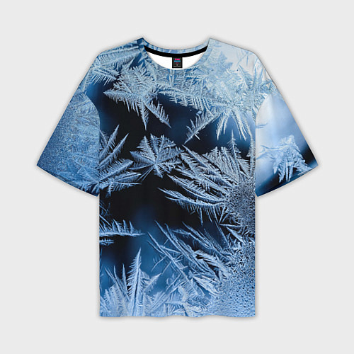 Мужская футболка оверсайз Морозный узор на стекле / 3D-принт – фото 1